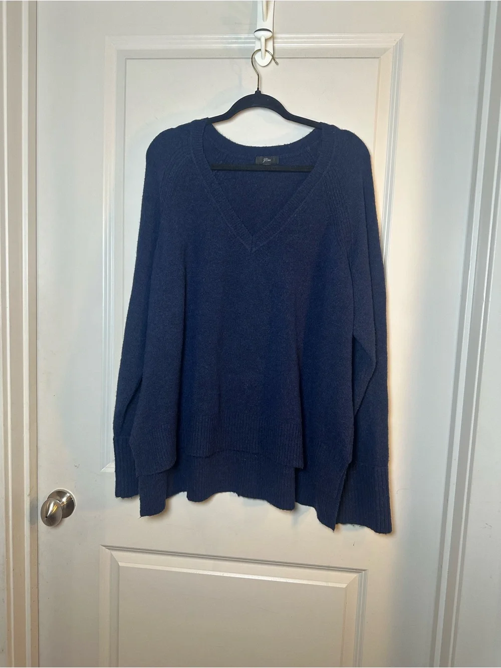 J. Crew Merino Wool Alpaca Blend Super Soft V- Neck Blue Sweater, Size 2X